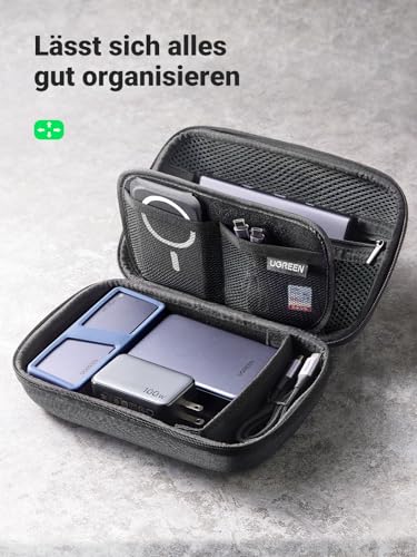 UGREEN UGREEN Elektronik Organizer Tasche, Stoßfest und Wasserdicht Elektronische Kabeltasche, Tragbare Aufbewahrungstasche Reise Etui für Ladegerät,Powerbank, Festplatte, Kabel,Kameraequipment Schwarz - Zusatzansicht 4 | TV | Video | Foto