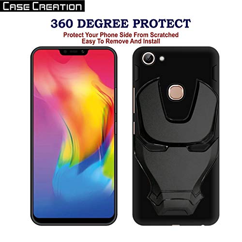 Image of COVERLY Official 3D Touch Feel Trending Marvel Avenger Logo Mask Soft Rugged Grip Silicone Iron Man Super Power Cartoon Movie Engraved Silicone Matte Back Cover for Vivo V7 Plus - Black