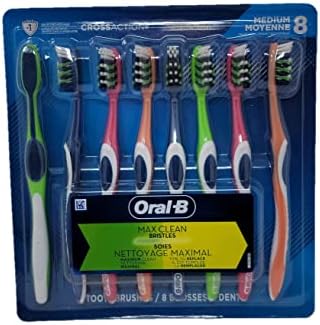 Oral-B CrossAction Advanced Toothbrushes with Max Clean Bristles, Medium - Pack of 8