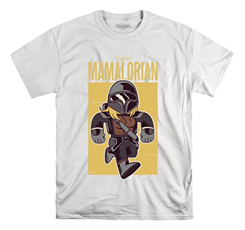 T-shirt parodie The Mamalorian unisexe blanc vêtement taille S
