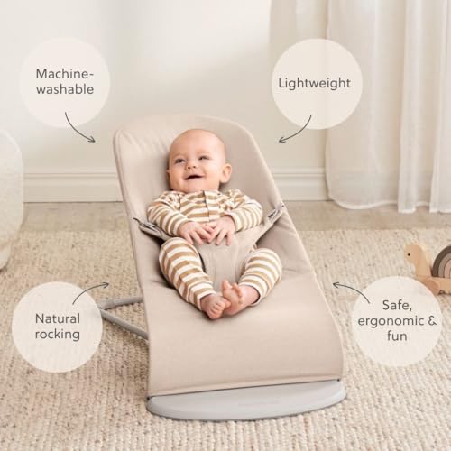 Miniatura 2 de Babybjörn Hamaca Bliss, Tejido Jaspeado, Beige Claro