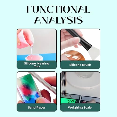 Image of R H LIFESTYLE 12 Pcs Epoxy Resin Art Tool Kit with Measuring Cup, Silicone Brush, Rotary Tool, Tweezers, Measuring Scale, Sand Paper, Deburr Handle, Hand Drill and Dropper DIY Resin Art Kit (Big)