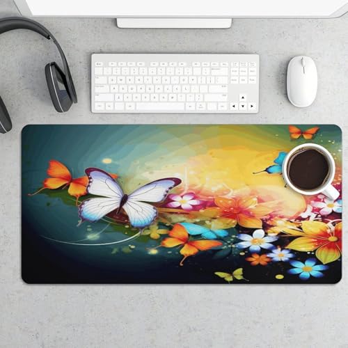 Pad Mouse Grande Colorido con Mariposa Base de Goma miniatura 5