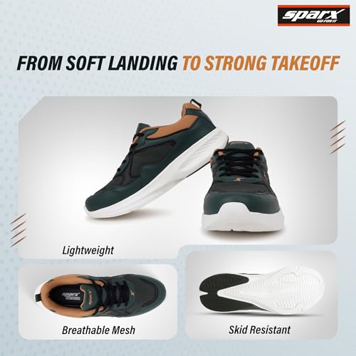 Image of SPARX Sports Running Shoes for Men - Lightweight Breathable Lace-Up Athletic Shoes with Cushioned Comfort, Shock Absorption, Durable Grip, Flexible Sole & Everyday Walking Performance