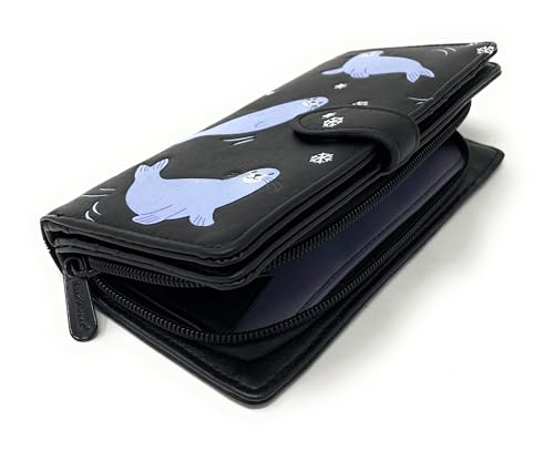 Shag Wear Seal Family Large Animal Wallet for Women and Teen Girls Vegan Faux Leather 7" Black3