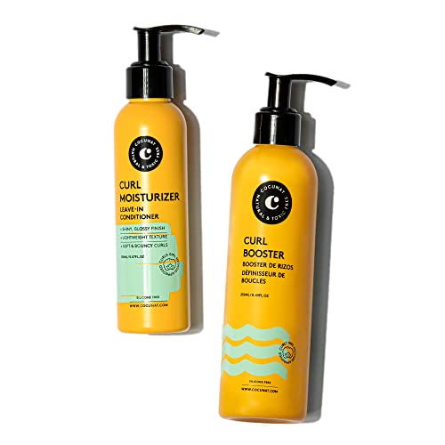 COCUNAT | Método curly | Consigue unos rizos perfectos en tan solo 2 pasos | Moisturizer Leave-in+Curl Booster | Curly Girl Method | Hidrata, nutre, elimina el encrespamiento y desenreda | 250ml+150ml