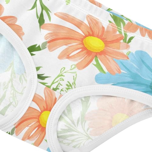 Cotton Toddler Girls Underwear Painted Daisy Flowers Blue Yellow Panties for Girl Flower Briefs Girls Undies 2t4