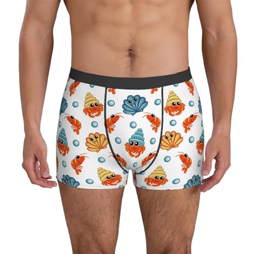 Mens Underwear - Boxers for Men, Hermit Crab Shrimp Scallop Boxer Briefs for Men Pack, Mens Boxer Briefs