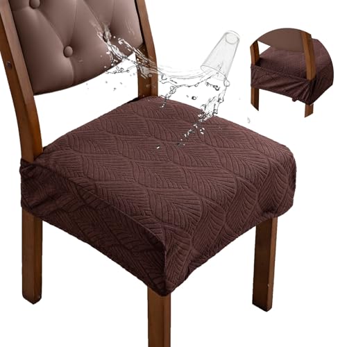 YUEANG Waterproof Stretch Chair Seat Covers, Set of 6 Chocolate