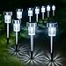 Price comparison product image GloBrite Pack of 10 Solar Lights Outdoor Garden  Waterproof Stainless Steel LED Solar Garden Lights with Stake for Pathway, Driveway, Patio, Walkway, Lawn, Yard & Landscape Decoration