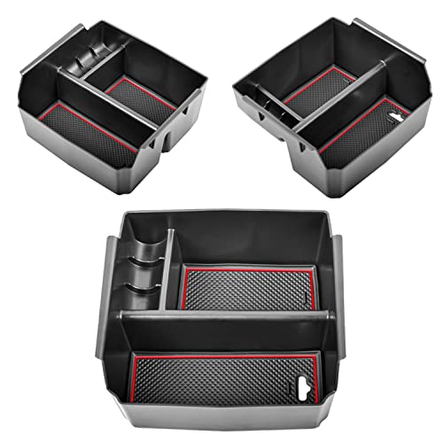 Tacobro Center Console Organizer Tray For Jeep Wrangler Jk And Jku 2011-2018 Accessories, Unlimited And 2 Door, Including Rubicon, Sport, Sahara Storage Box Insert Tray,Not For 2018 Jl/Jlu, Red Trim #TOP5