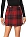Vrtige Women's Plaid Skirt Casual High Waist Zipper Pencil Bodycon Mini Skirt Solid Red Large