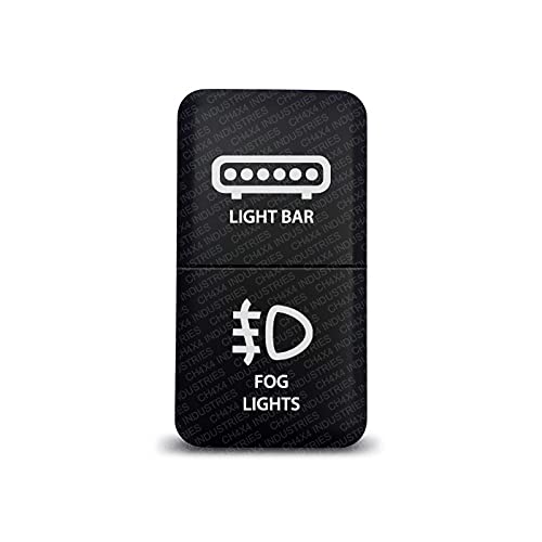 CH4x4 Dual Push Switch for Toyota Tacoma, FJ Cruiser, Land Cruiser, Fortuner, Hilux, 4Runner, Prado 12V 3Amp – Lightbar & Fog Lights Symbol - Blue (Off) / Green (ON) LED