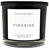 Natural Coconut Wax Blend Scented Candle Fireside (All caps) XL Black Jar with Distressed Lid, 26 Oz.
