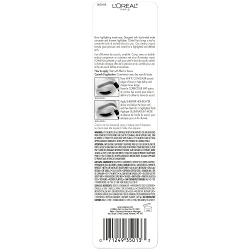 L'oreal Paris Cosmetics Stylist Brow Raiser Highlighter Duo, Light, 0.16 Ounce #TOP1
