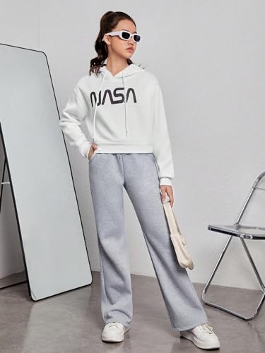 Image of SweatyRocks Girl's Drawstring Waist Straight Leg Sweatpants Solid Workout Joggers with Pockets