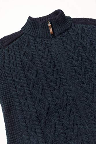 Aran Crafts Men's Cable Knit Shoulder Detail Zipped Cardigan (100% Merino Wool)4
