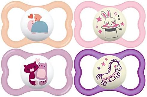 Image of MAM Air Pacifier for Babies 16+ Months, Extra Air Flow for Sensitive Skin, Glows in The Dark, Developed with Medical Experts, BPA-Free Skin Soft Silicone, Made in Europe, 4 Count (Pack of 12)
