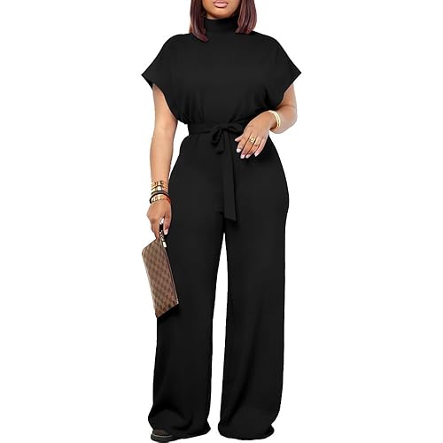 Ulovmi Womens Jumpsuits Dressy Formal Elegant Wide Leg Romper Jumpsuit