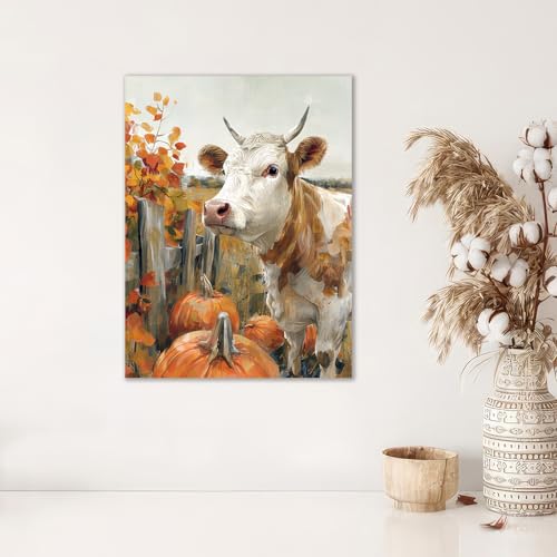 Kunstorner-Farmhouse-Fall-Wall-Art-Cow-Pictures-Wall-Decor-Farmhouse-Animal-Print-Pictures-Framed-Farmhouse-Colorful-Cow-Picture-Painting-16x24inch Kunstorner Farmhouse Fall Wall Art Cow Pictures Wall Decor Farmhouse Animal Print Pictures Framed Farmhouse Colorful Cow Picture Painting 16x24inch