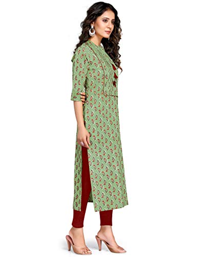 Image of Rajnandini Women's Pure Cambric Cotton Jaipuri Block Printed Kurti (JOPLJPR68C-P Orange P)
