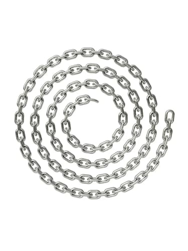 Élingues en chaîne Chaîne à maillons Courts et Longs en Acier Inoxydable SS304/316 soudé et Poli de 1,2 à 10 mm de diamètre Chaîne Levage(8MM Long Link,Stainless 304)