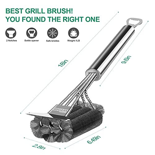 Dallean Grill Brush And Scraper Grill Grate Cleaner Bbq Bristle Design Grill Cleaning Brush Bbq Cleaner Grill Brushes For Grill Safe Durable Rust Resistant Stainless Steel Wire With Bottle Opener #TOP5