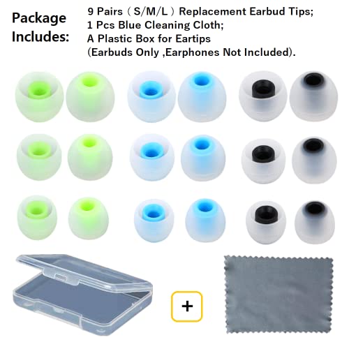 Image of Earbuds Replacement Tips Silicone Earbud Tips Ear Gels Fit for Inner Hole from 3.8mm - 5.1mm Earphones 9 Pairs S /M /L