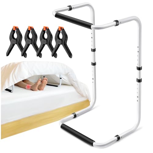 NorBeng Blanket Lifter for Feet Height Adjustable Non-Slip Blanket Lifters for Foot of Bed Aluminum Alloy Blanket Support for Foot Knee Toes Leg Ankle Post Surgery Recovery 4 Clips Included