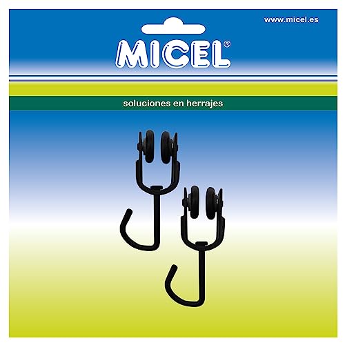 MICEL - 92578 - Polea para riel de cortina latetral del toldo, 2 unidades, Para rodamientos interiores, Color negro, 18,5 x 18 x 56 mm
