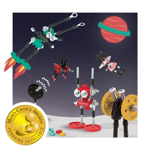 Image of The Off Bits Space Mission Educational Build Your Own Robot Toy, Stem Building Toys for Boys and Girls, Valentine Birthday Gift for Kids Montessori Play Kit, Steam Toys for Kids Ages 6 7 8 9+