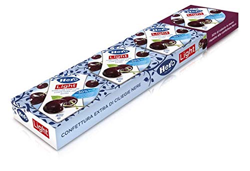 Hero Light Poker Confettura di Ciliegie Nere Light, Marmellata e Confettura Extra, Frutta di Alta Qualità, senza Conservanti e senza Coloranti, 30 Confezioni da 100 Grammi (4 monodosi x 25 Grammi)