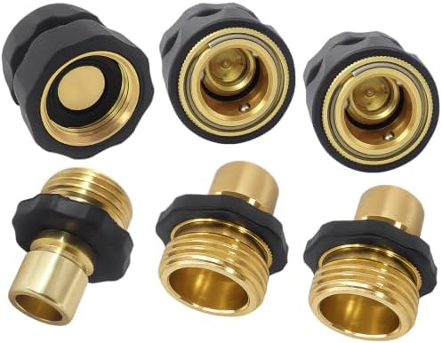 3Sets Aluminum Garden Hose Quick Connect with Flow Stop, 3/4" Hose Fittings image 4