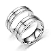 AmDxD Anillo de boda plateado, acero inoxidable, anillo de compromiso para pareja con bordes de engranaje, W59 & M56.5, Acero inoxidable, Sin piedras preciosas,