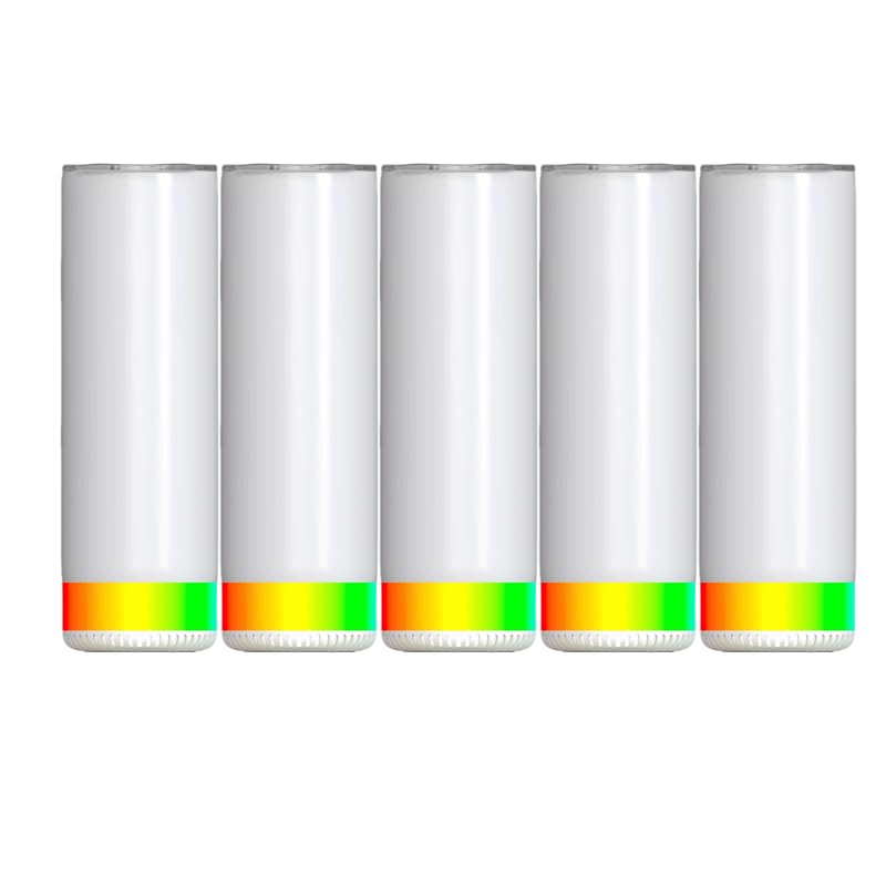 HAYINS 5Pack 20 oz Buletooth Sublimation Printed Speaker Tumbler Straight Skinny Double Wall With Lid (White 5pcs)