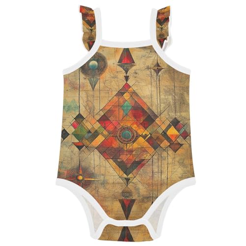 Caihoyu Baby Cotton Infant Bodyshirts Soft Toddler Sleeveless Clothes 6M Bohemian Retro Geometric Pattern