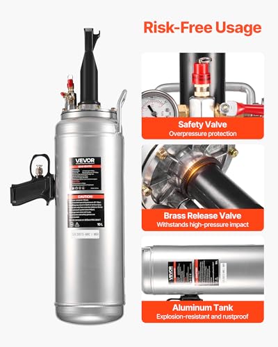 Image of VEVOR Portable Tire Bead Seater, 2.6 Gal /10 L Air Bead Blaster, Handheld Tire Inflator Tool, 87-116 PSI Operating Pressure, Trigger Seating Inflator for Car, Compact SUV, Light Truck, E-Bike, RV, ATV
