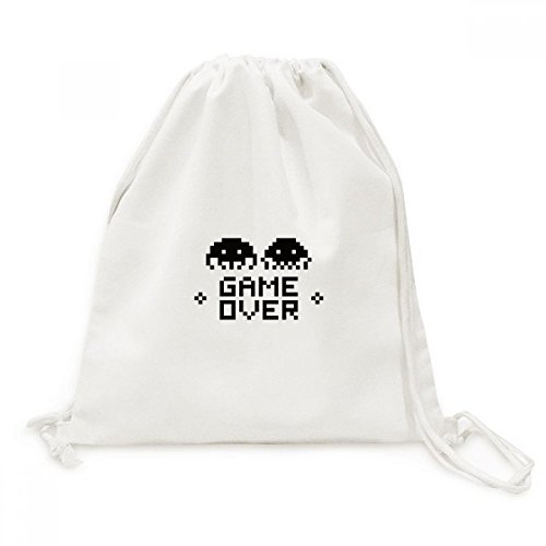 Sac à dos toile solide motif monstre pixel avec cordons