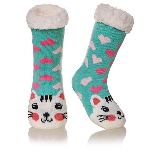 SeeyAN Kids Boys Girls Warm Slipper Socks Cute Animal Soft Thicken Winter Thermal Fleece Fuzzy Non-Skid Children Home Socks