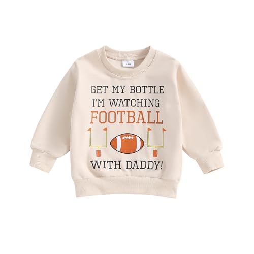 Image of Ysfanwuxi Baby Boy Girl Football Outfit Get My Bottle I'm Watching Football With Daddy Football Onesie Sweatshirt Romper