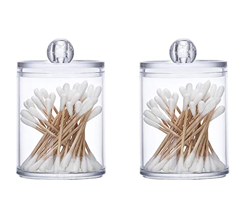 Maloftars Wattepads Aufbewahrung Wattepads Behälter Box Wattepadspender Ohrstäbchen Wattepads Aufbewahrung transparent Wattestäbchen Behälter mit Deckel Staub- und feuchtigkeitsbeständig 2 Stück Cover