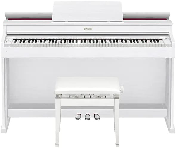 Davanti view of the assembled Casio AP-470 CELVIANO Digital Piano with its matching bench.