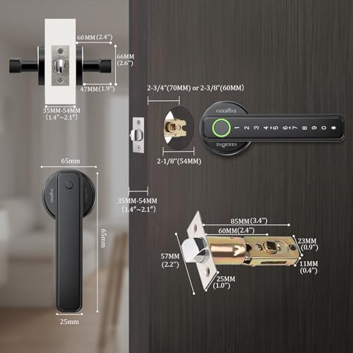 GEKRONE Fingerprint Smart Lever Lock TUYA APP Control Keyless Entry Bluetooth Touchscreen Indoor Handle Biometric Electronic Digital Door Knob with Keypad Suitable for Hotel Office Apartment Bedroom thumbnail 8