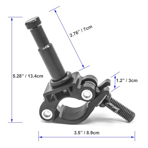 Image of PHOCUS Half Coupler Clamp with 5 /8 inch Pin, Photography Heavy Duty Truss Clamp for Round Tube to Support Studio Lighting, LED Ring Lights, Video Equipment (Clamp Range: 30-35mm)