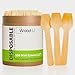 WoodU Wooden Miniature Spoons 3.5" Disposable Square End (Pack of 100) Perfect for Crafts, Sugar Scrubs, Tasting and Sampling