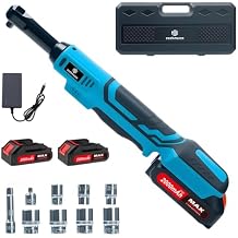 Cordless Ratchet Wrench Set - 3/8" Electric Power Ratchet Kit with 400RPM, LED Work Light ,2 * 2Ah Batteries, Adapters and Extension Bars Variable Speed, with Case