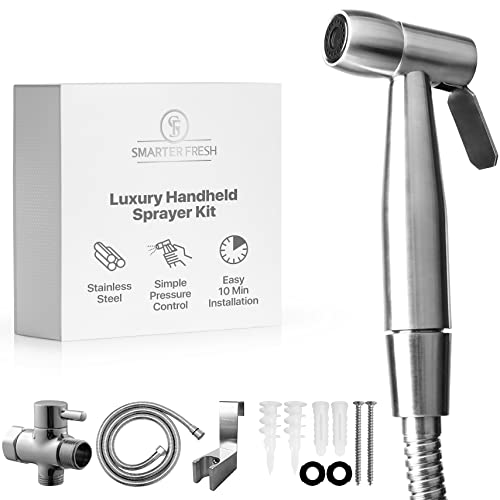 Image of Easy-Install Cloth Diaper Sprayer for Toilets – Luxury Handheld Bidet Attachment – Multi-Use Toilet Faucet with Simple Pressure Control (Curved Sprayhead)