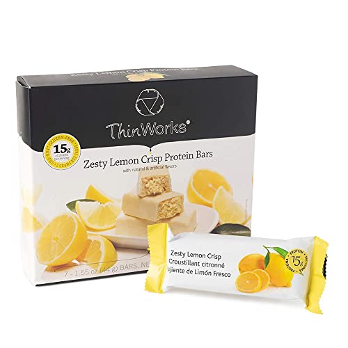 ThinWorks Zesty Lemon Crisp Low-Carb Protein Bars, Low-Calorie Snacks for Weight Loss and Healthy Meals ThinWorks Zesty Lemon Crisp Low-Carb Protein Bars, Low-Calorie Snacks for Weight Loss and Healthy Meals