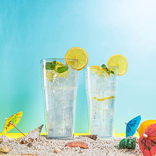 Zak Designs Insulated Plastic 25 Oz Tumbler Set Of 2, With Double-Wall Construction, Made With Durable And Non-Bpa Material For Hot And Cold Drinks At Home (Clear) #TOP3