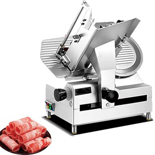 BDJSN Rebanadora Comercial De Carne Congelada De 300 W, Cortadora De Carne De Acero Inoxidable De 300 Mm, Grosor Ajustable De 0 a 15 Mm, Cortadora Eléctrica para Cordero, Ternera, Jamón, Tocino
